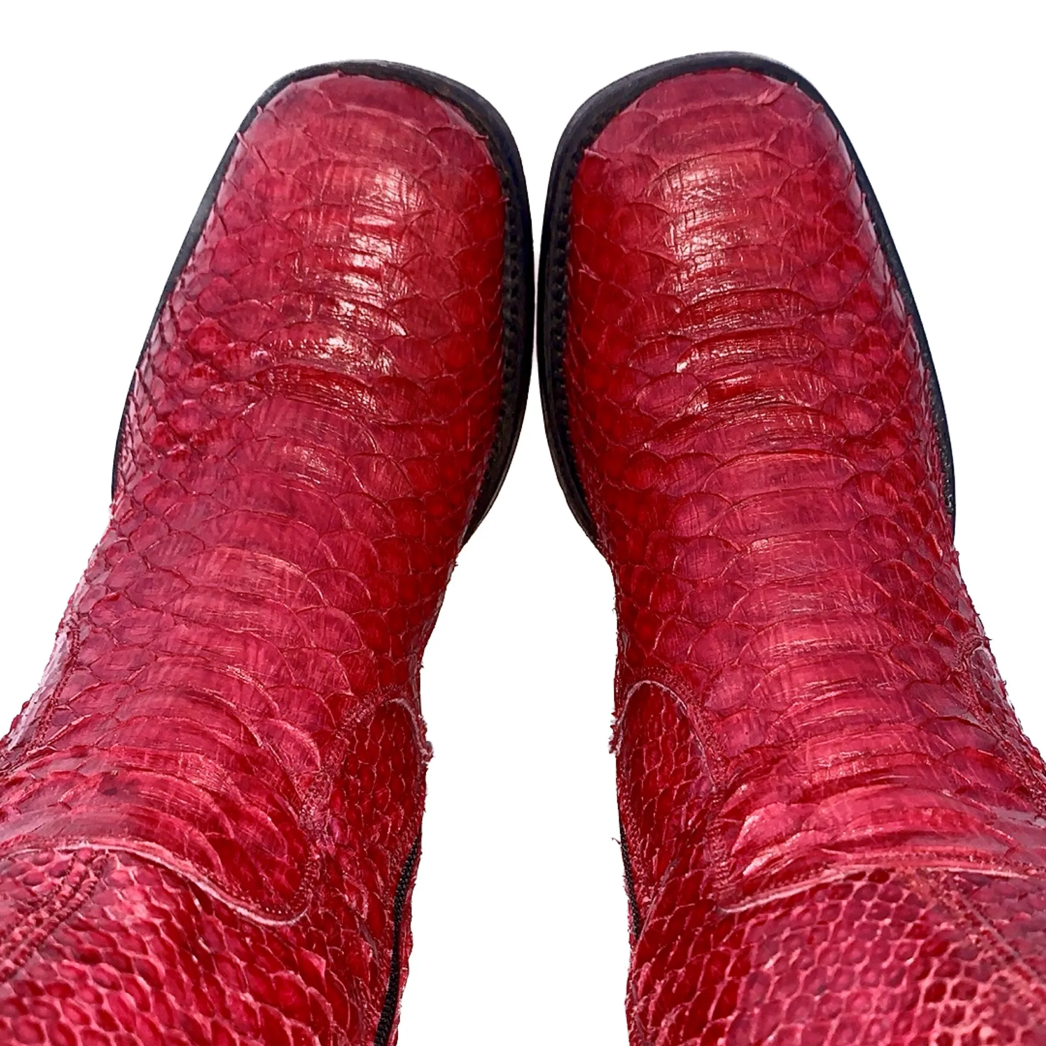 TONY MORA Red Python Platform Chunky Zip Y2K Style Ankle Bootie Boots