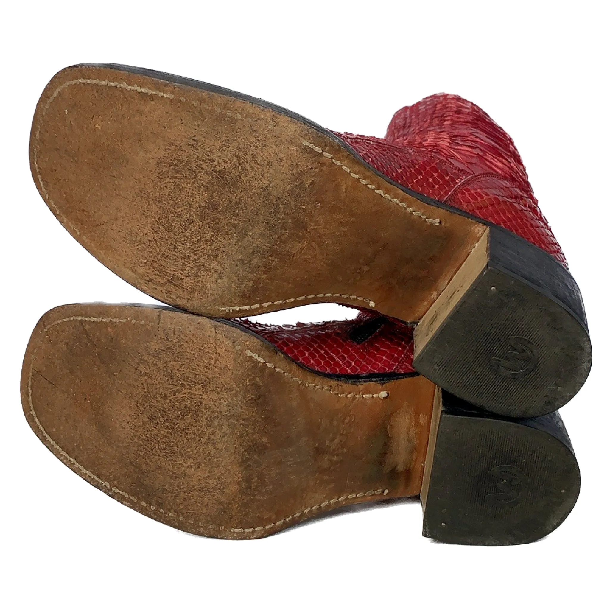 TONY MORA Red Python Platform Chunky Zip Y2K Style Ankle Bootie Boots