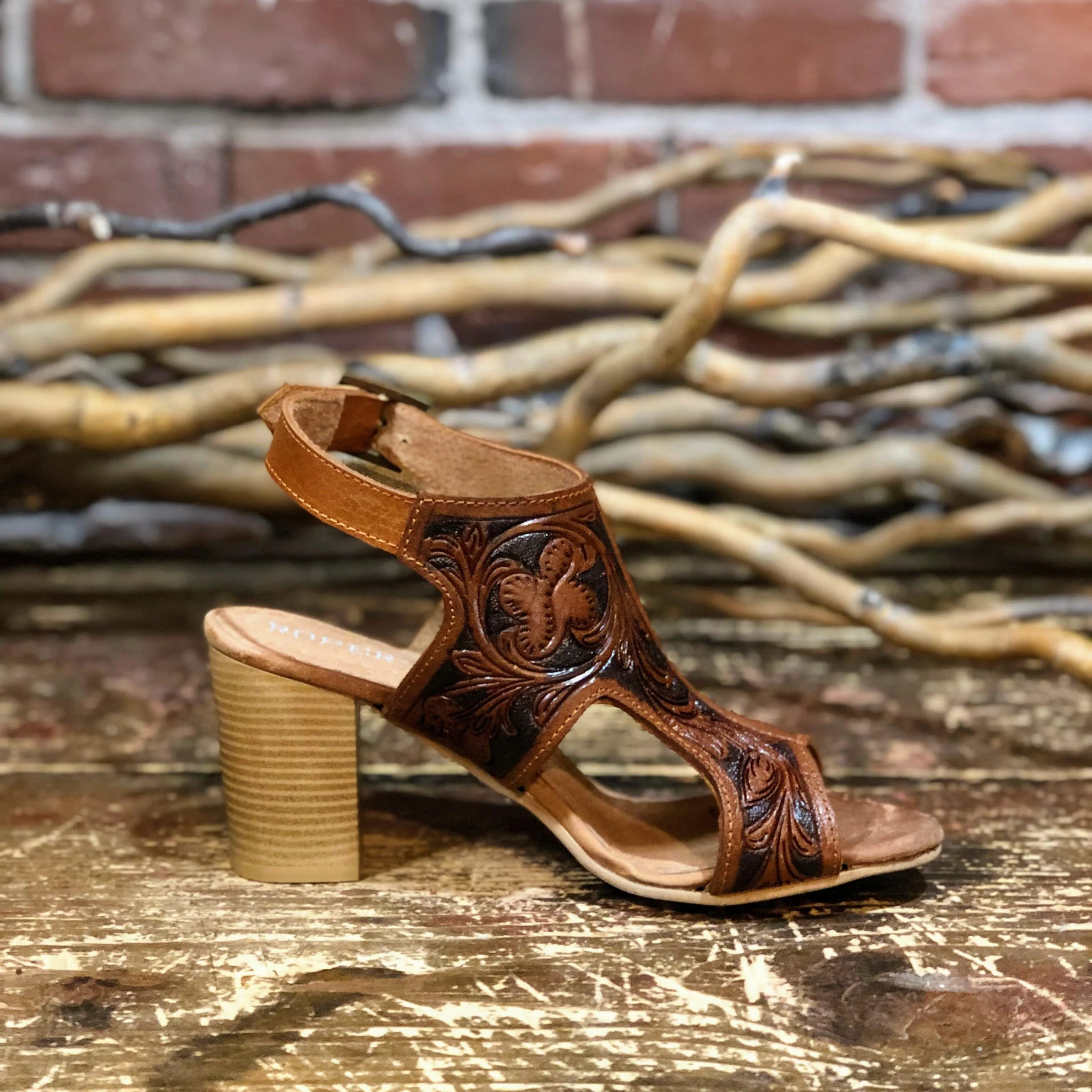 Tooled Canvas Heel