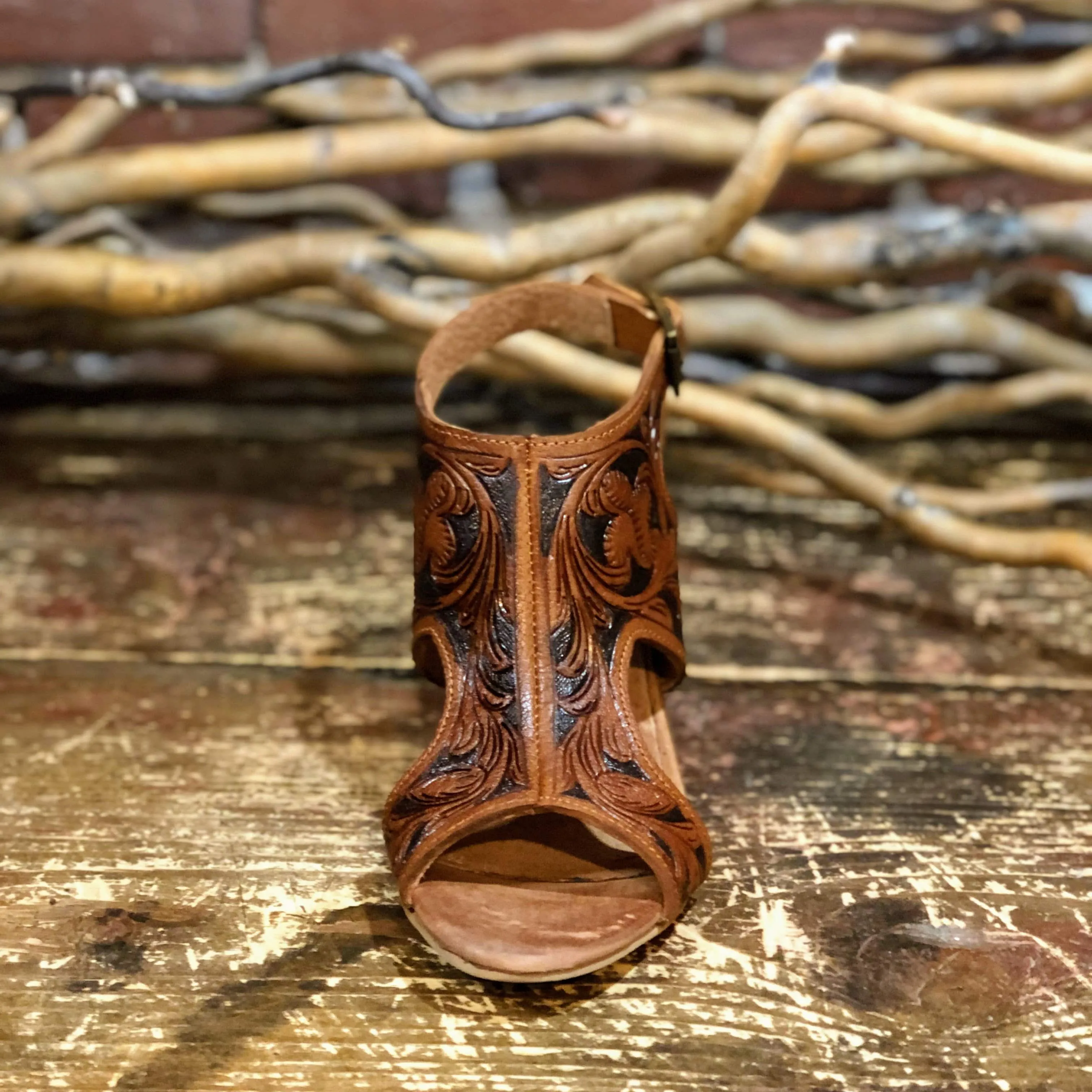 Tooled Canvas Heel