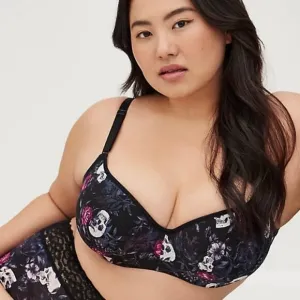 Torrid Womens NWT Black Skull Lightly Lined Full Coverage Balconette Bra 40G