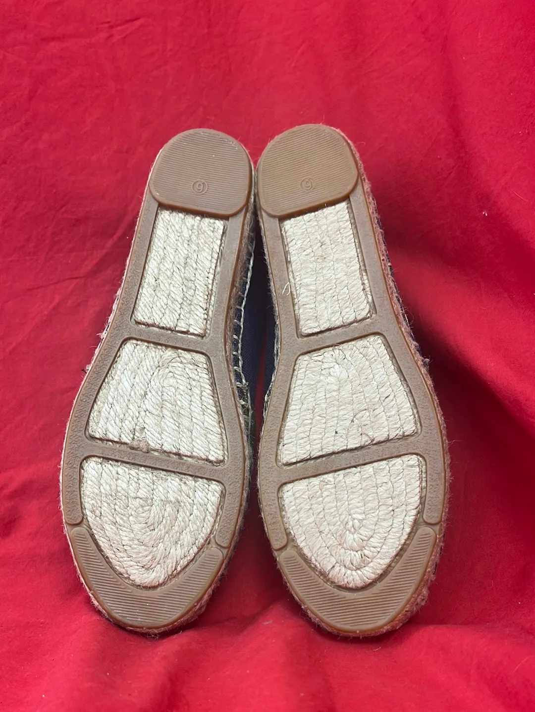 TORY BURCH Beacher Flat Espadrilles in Navy and Olive  -- Size 6M