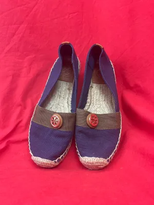 TORY BURCH Beacher Flat Espadrilles in Navy and Olive  -- Size 6M