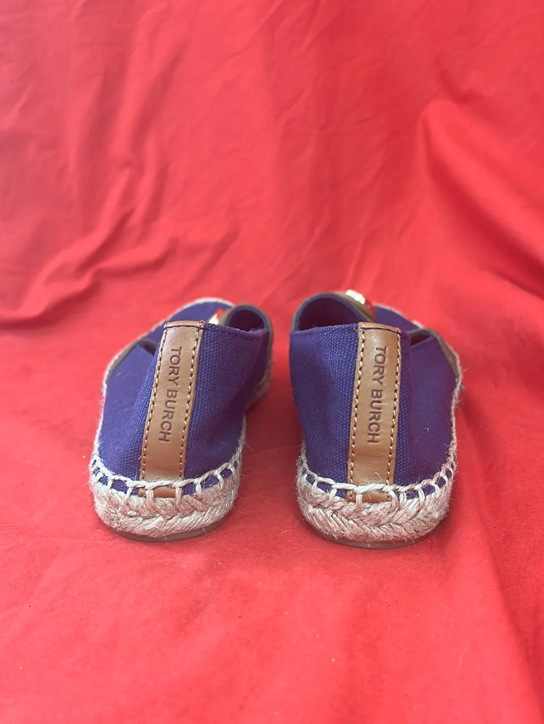 TORY BURCH Beacher Flat Espadrilles in Navy and Olive  -- Size 6M