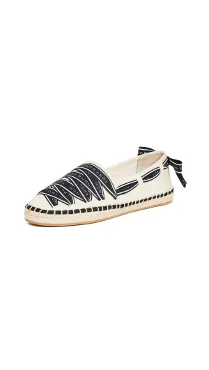 Tory Burch Women's Logo Grosgrain Espadrilles, Cream/Perfect Black, 10 Medium US