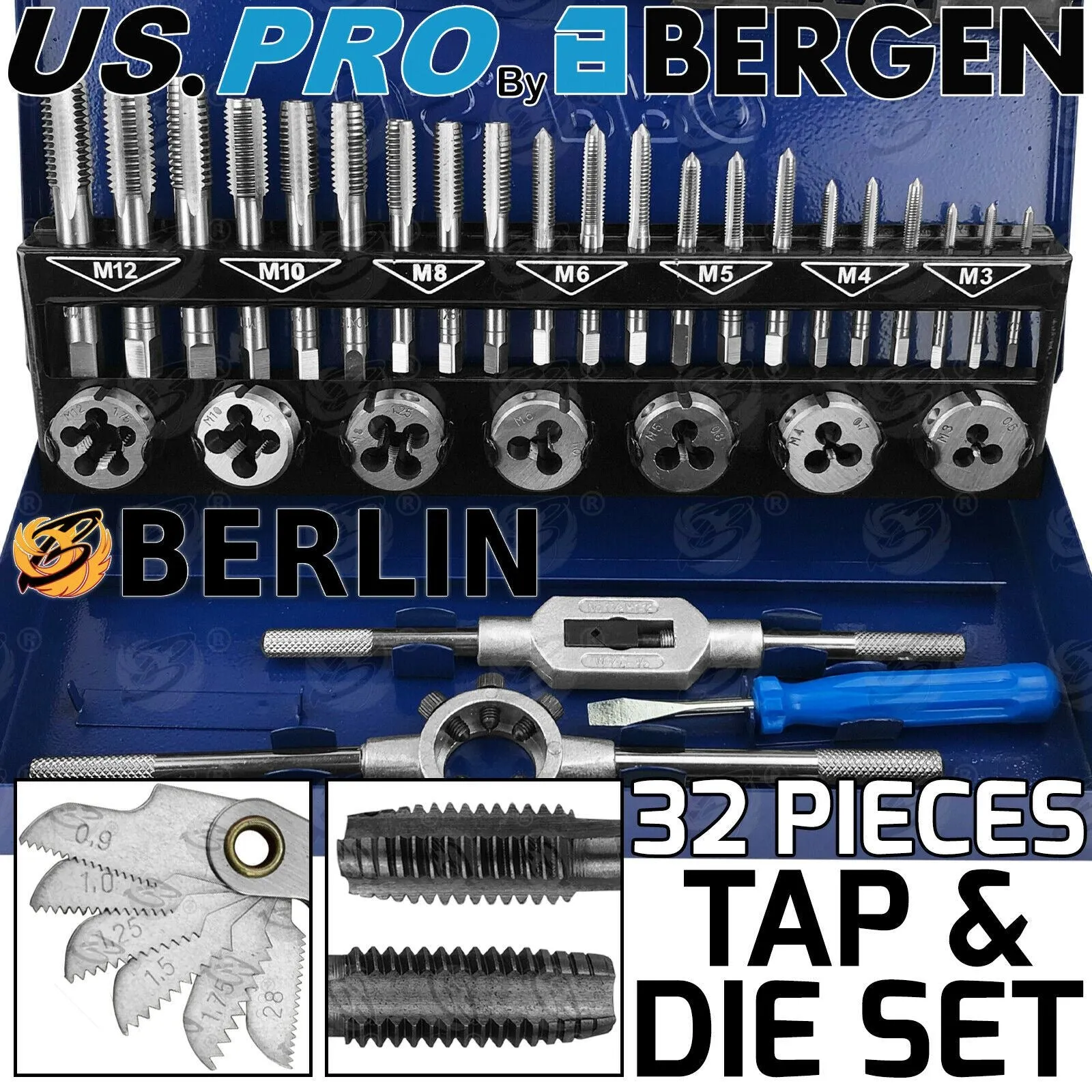US PRO 32PCS METRIC TAP & DIE SET M3 - M12