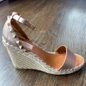Valentino Bronze Wedge Rockstud Rope Wedges
