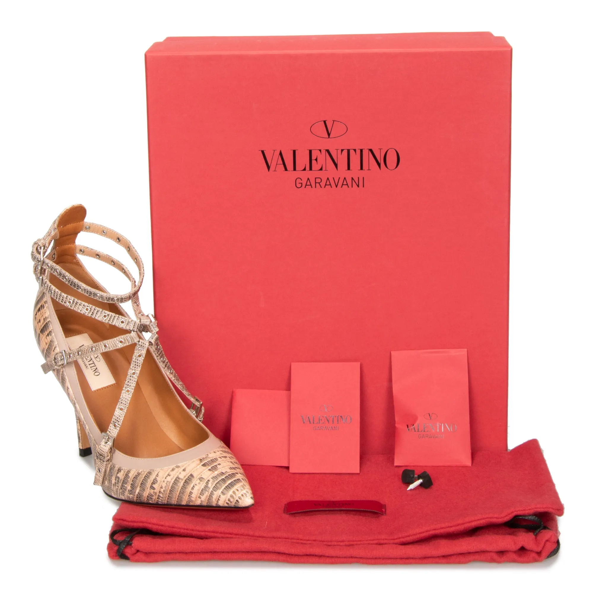 Valentino Love Latch Lizard Leather Pumps