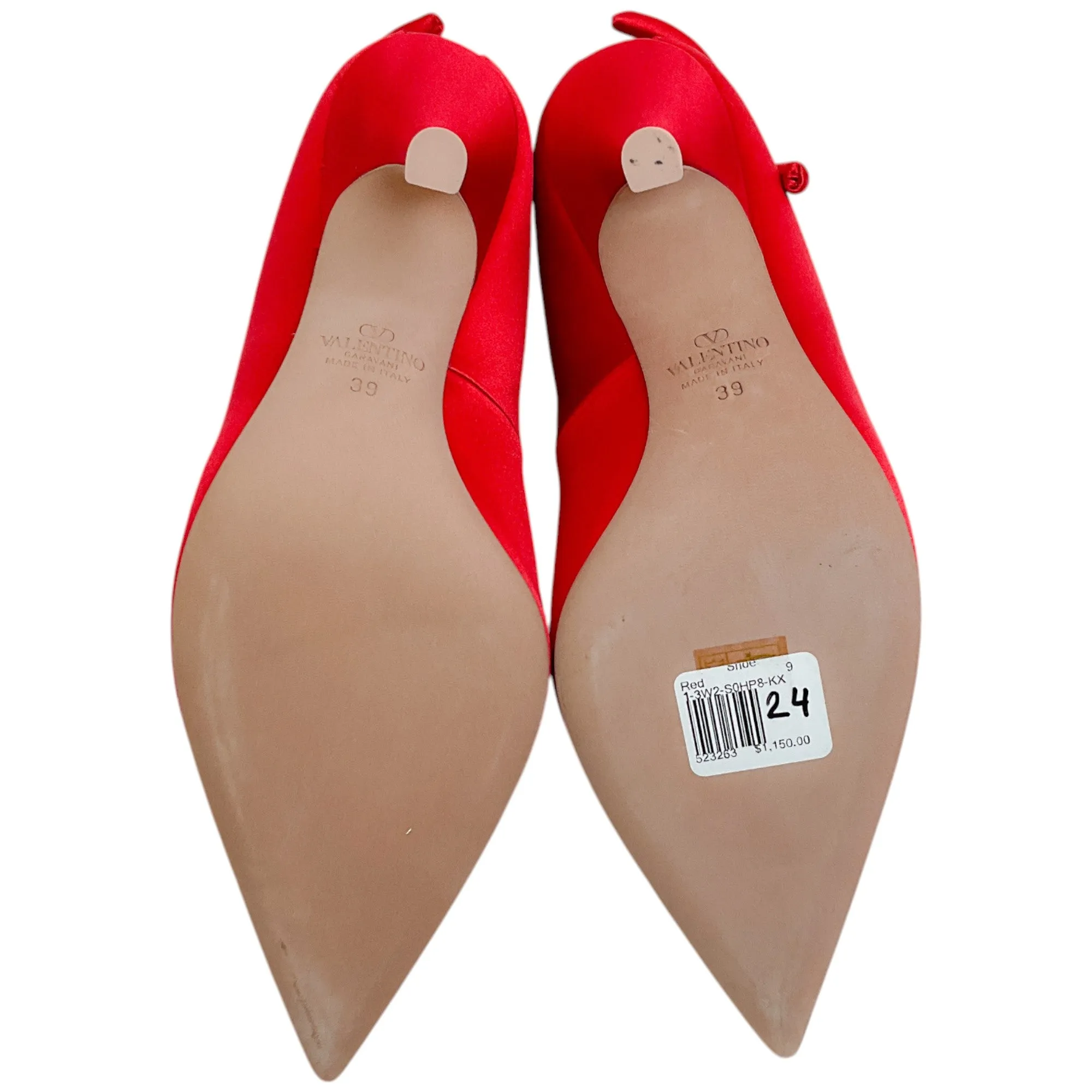 Valentino Rouge Red Satin Nite Out Pumps