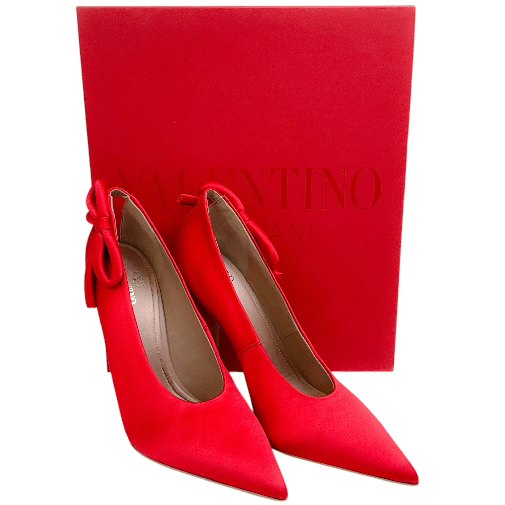 Valentino Rouge Red Satin Nite Out Pumps