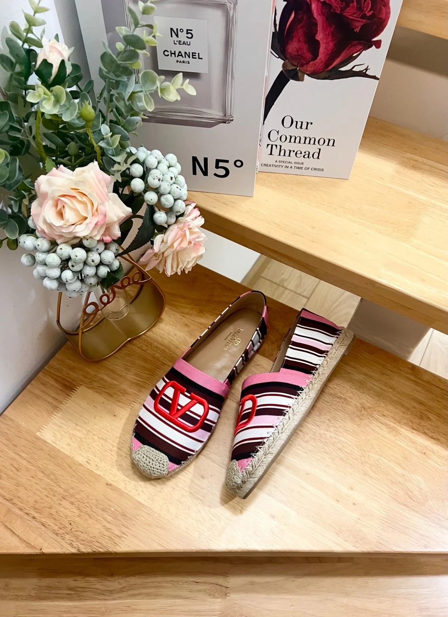 Valentino Vlogo Flat Espadrilles Multicolor Canvas 240577