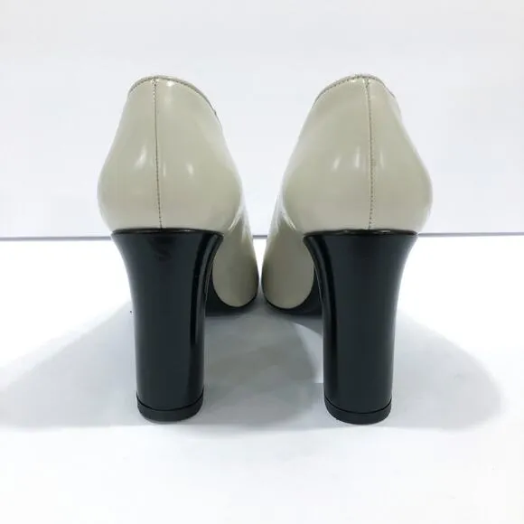 Via Spiga Baran Block Heel Cream Pumps Heels