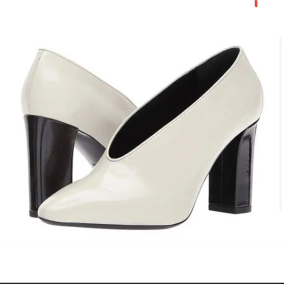 Via Spiga Baran Block Heel Cream Pumps Heels