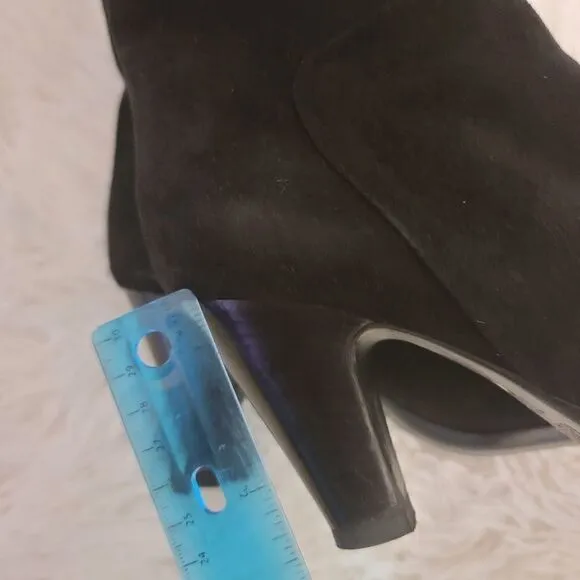 Vicini Knee High Black Suede 3&quot;inch Heel Boots Size 37