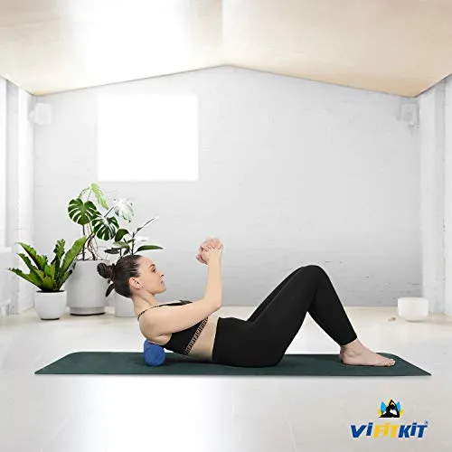 VIFITKIT Yoga Mat Eco Friendly Workout Mat For Yoga Pilates Outdoor Workout With Free Carrying Bag and Strap (Made In India) (BOTTLE GREEN, 4mm)