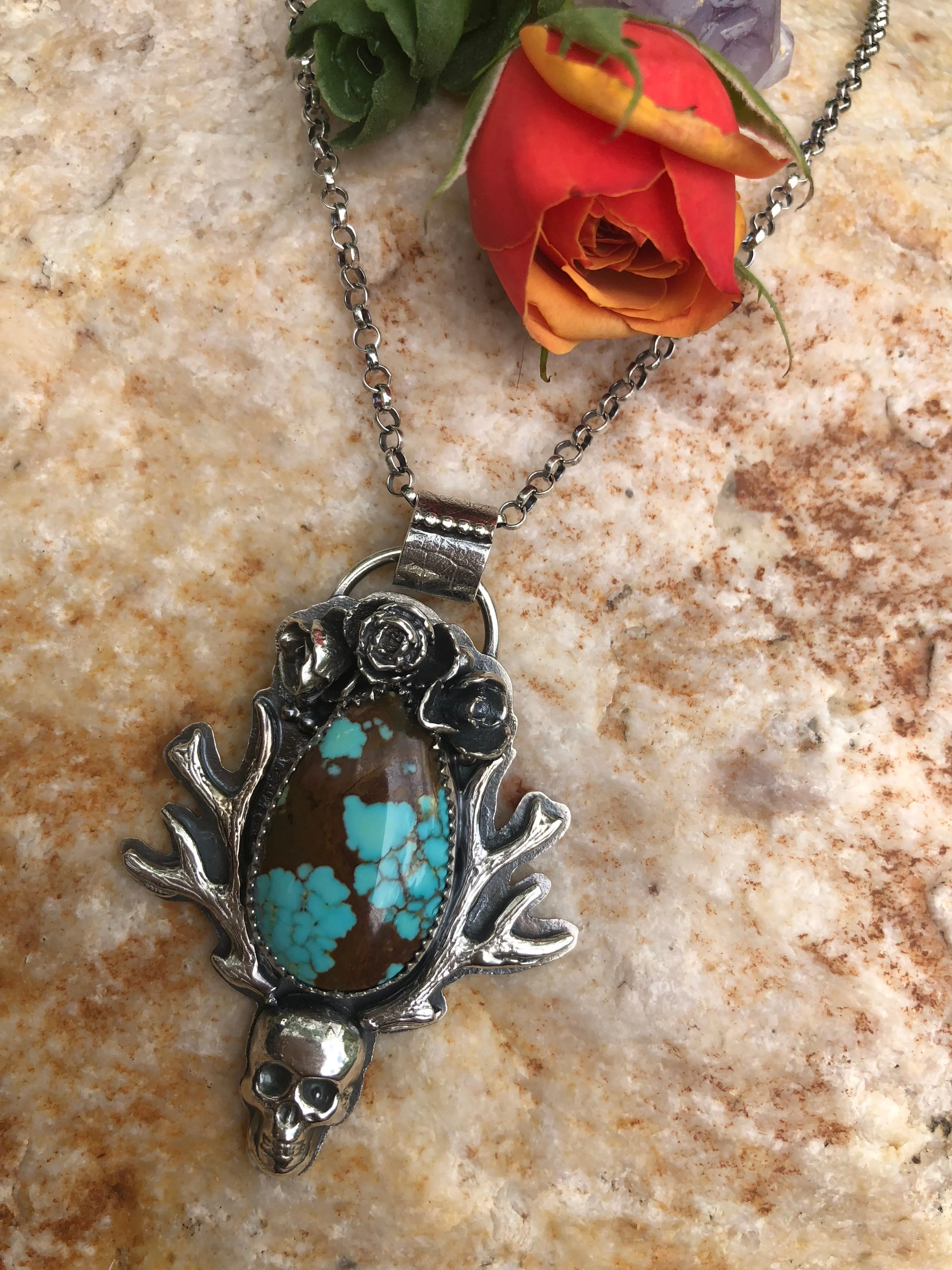 Viking Princess Skull Turquoise N8 Necklace