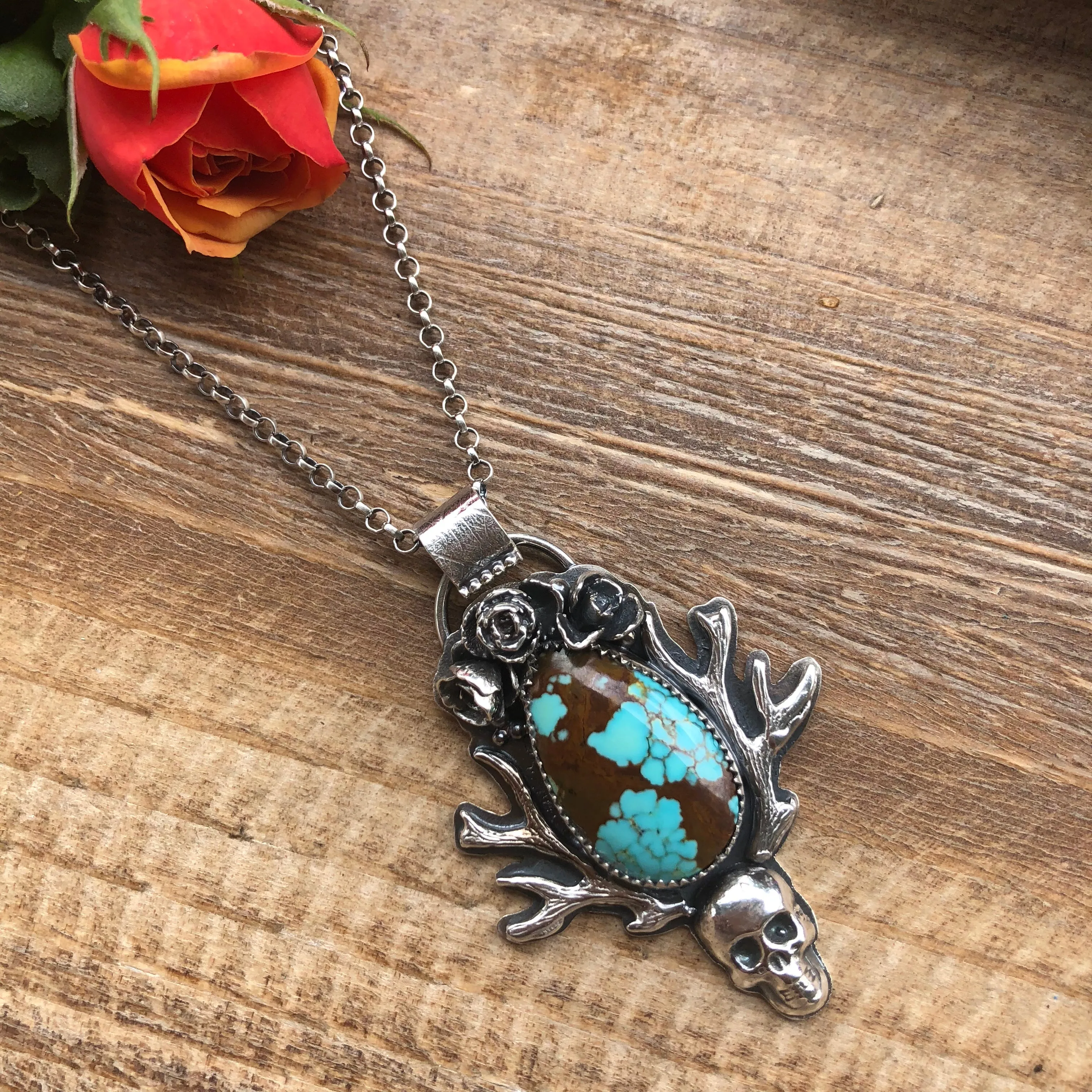 Viking Princess Skull Turquoise N8 Necklace