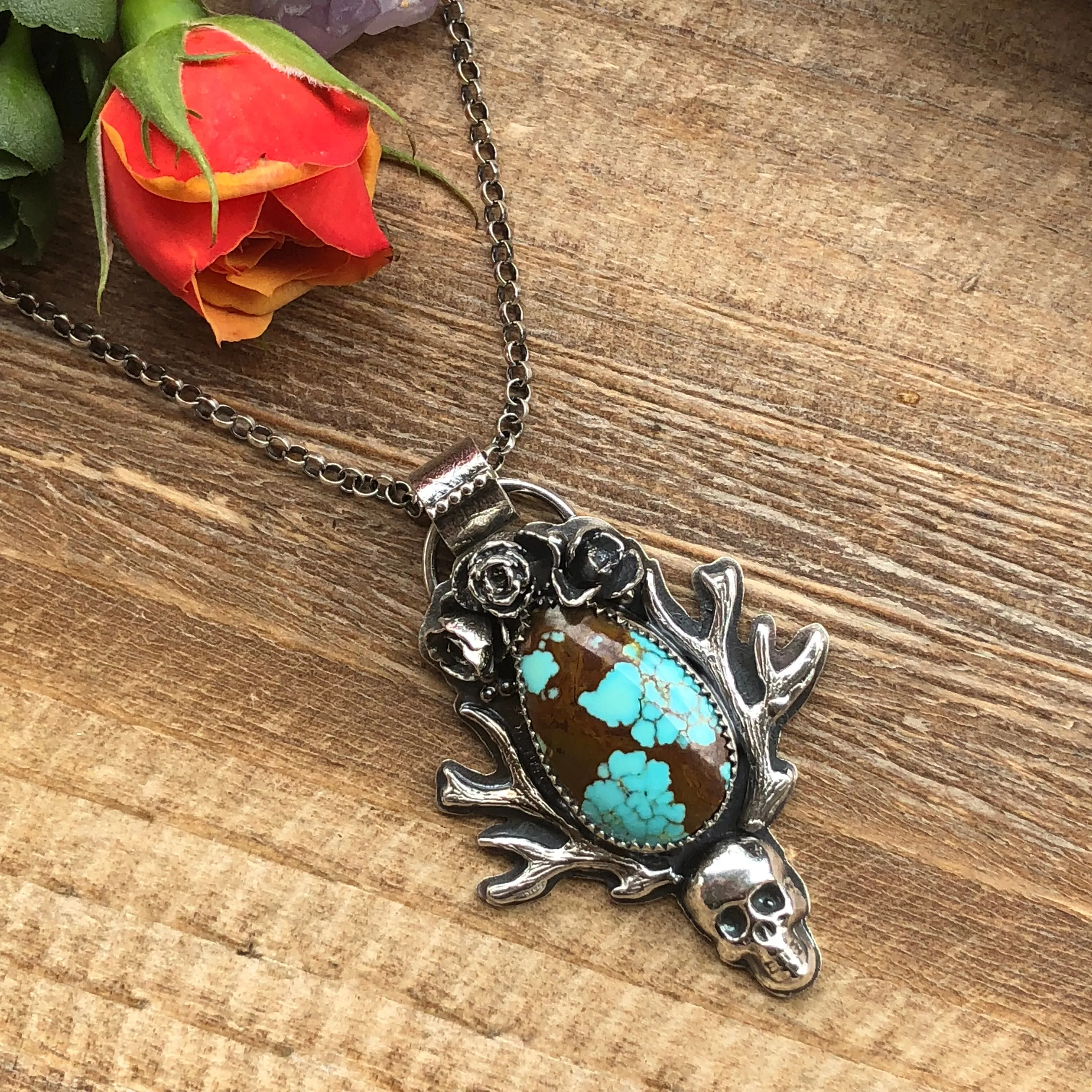 Viking Princess Skull Turquoise N8 Necklace