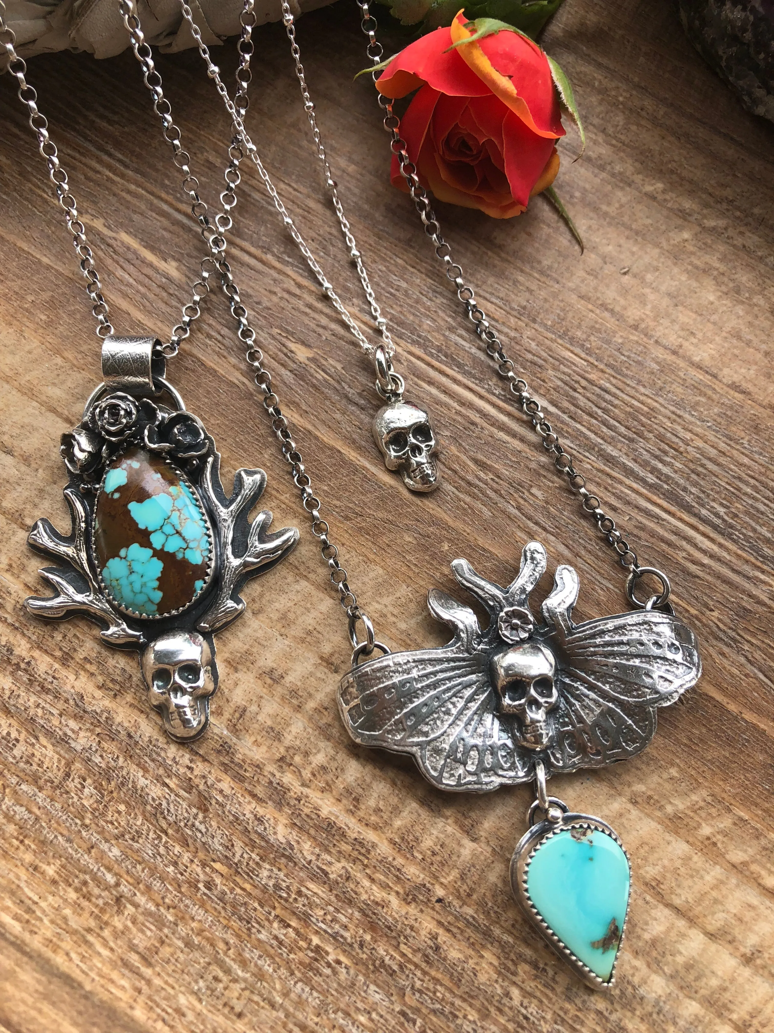 Viking Princess Skull Turquoise N8 Necklace
