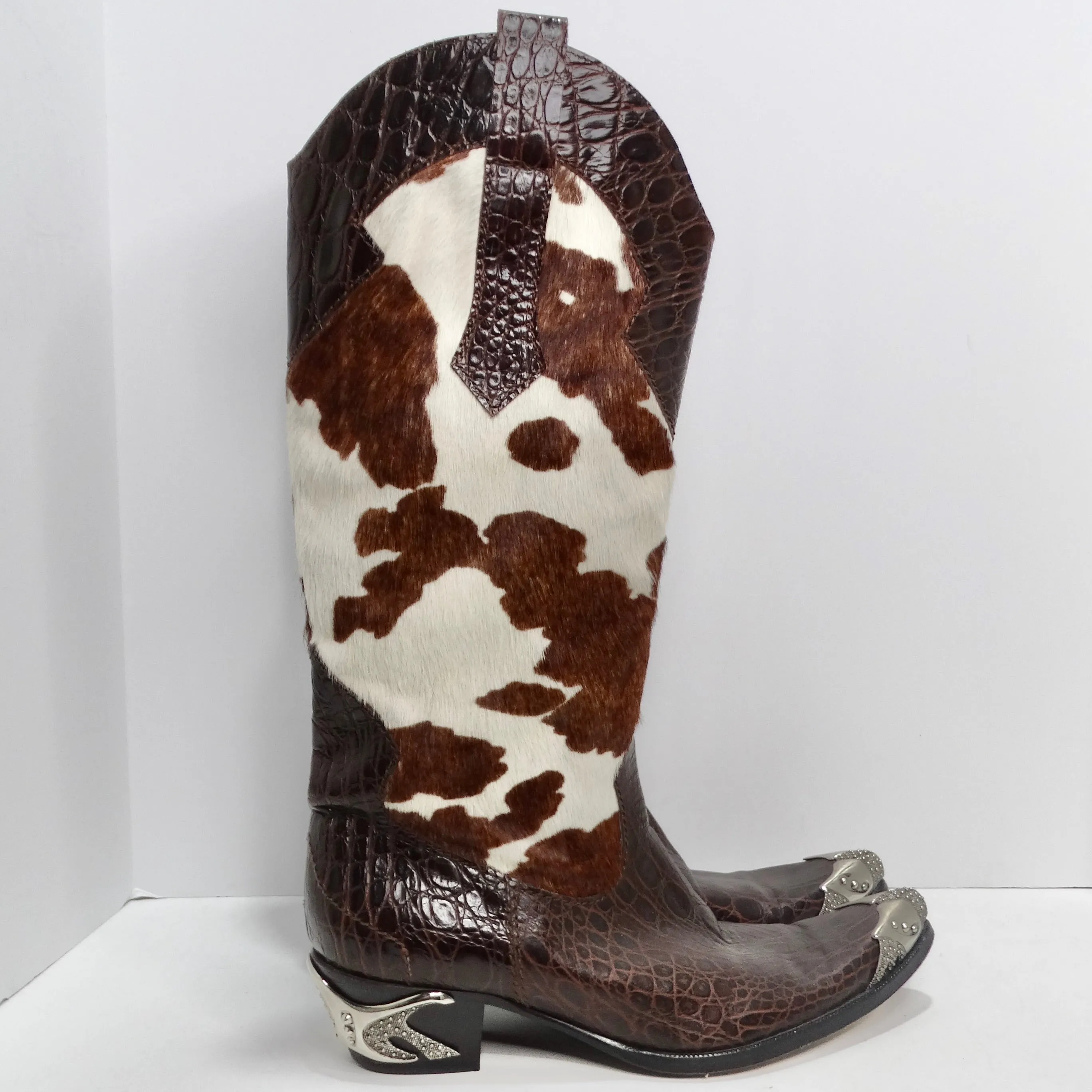 Vintage cowhide Sterling Silver Cowboy Boots