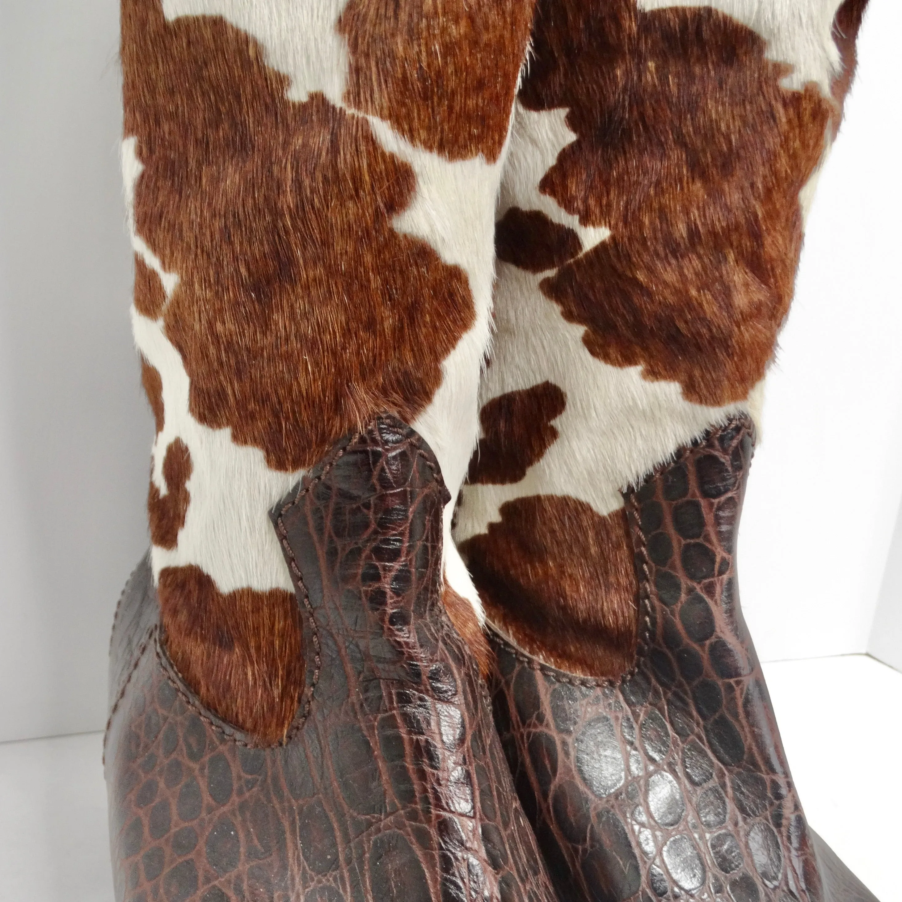 Vintage cowhide Sterling Silver Cowboy Boots