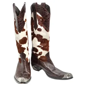 Vintage cowhide Sterling Silver Cowboy Boots