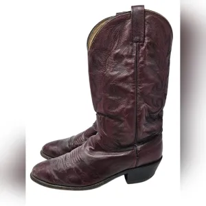 Vintage Dan Post Mens Cowboy Western Boots 16773 Burgundy Leather Pointed‎ 9 EW
