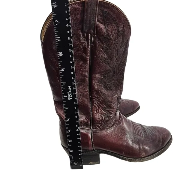 Vintage Dan Post Mens Cowboy Western Boots 16773 Burgundy Leather Pointed‎ 9 EW