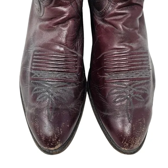 Vintage Dan Post Mens Cowboy Western Boots 16773 Burgundy Leather Pointed‎ 9 EW
