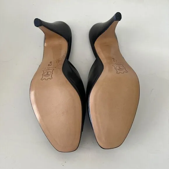 Vintage Siamanto Black Leather Heels Sz.8 New