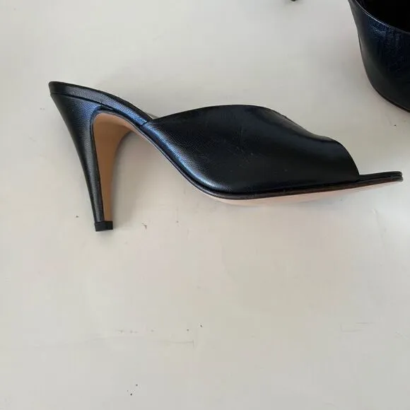 Vintage Siamanto Black Leather Heels Sz.8 New