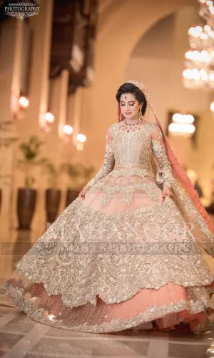 Walima Bridal Dress In Beutifull Peachy Pink Color Model# B 1789