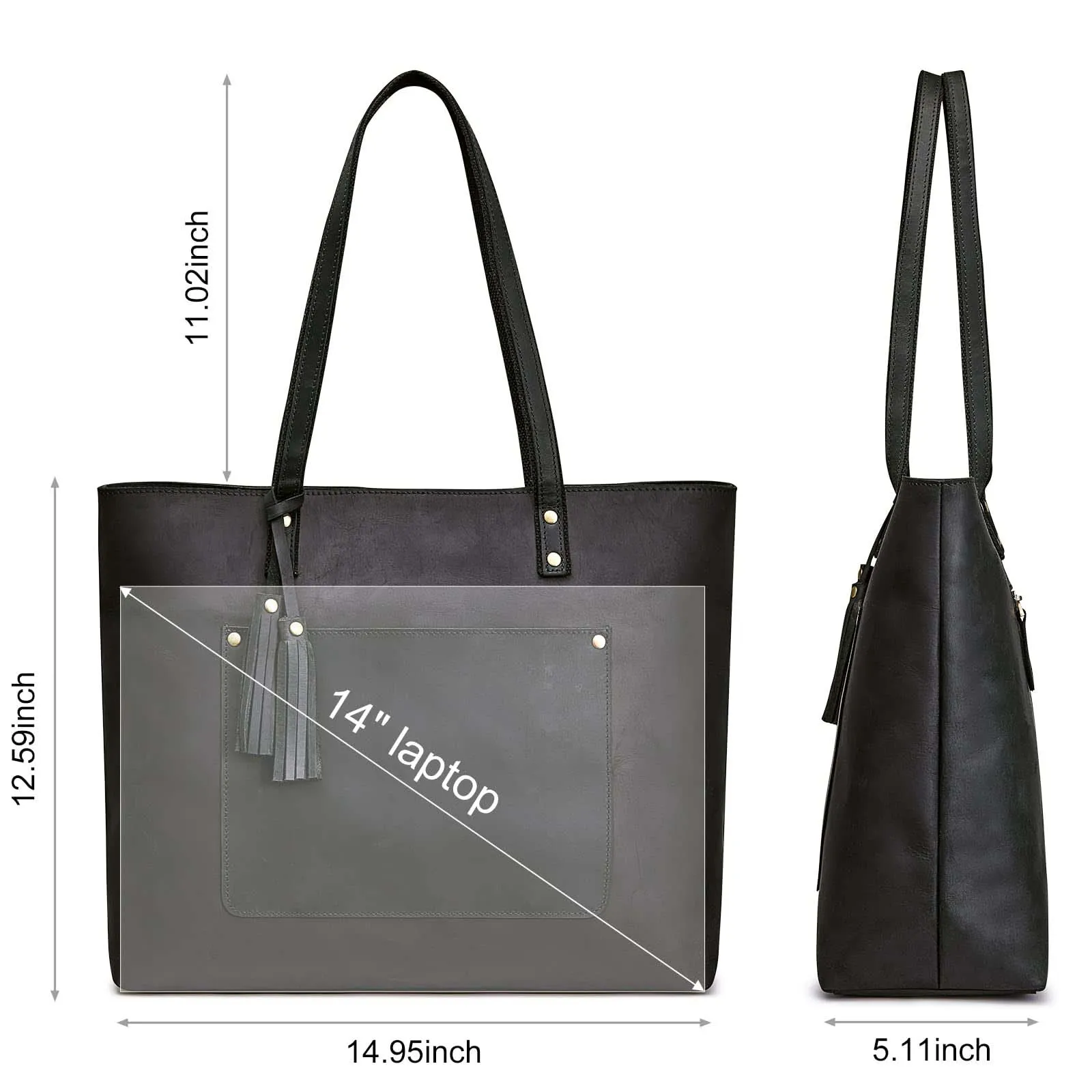 Women Vintage Genuine Leather Tote Shoulder Bag Handbag