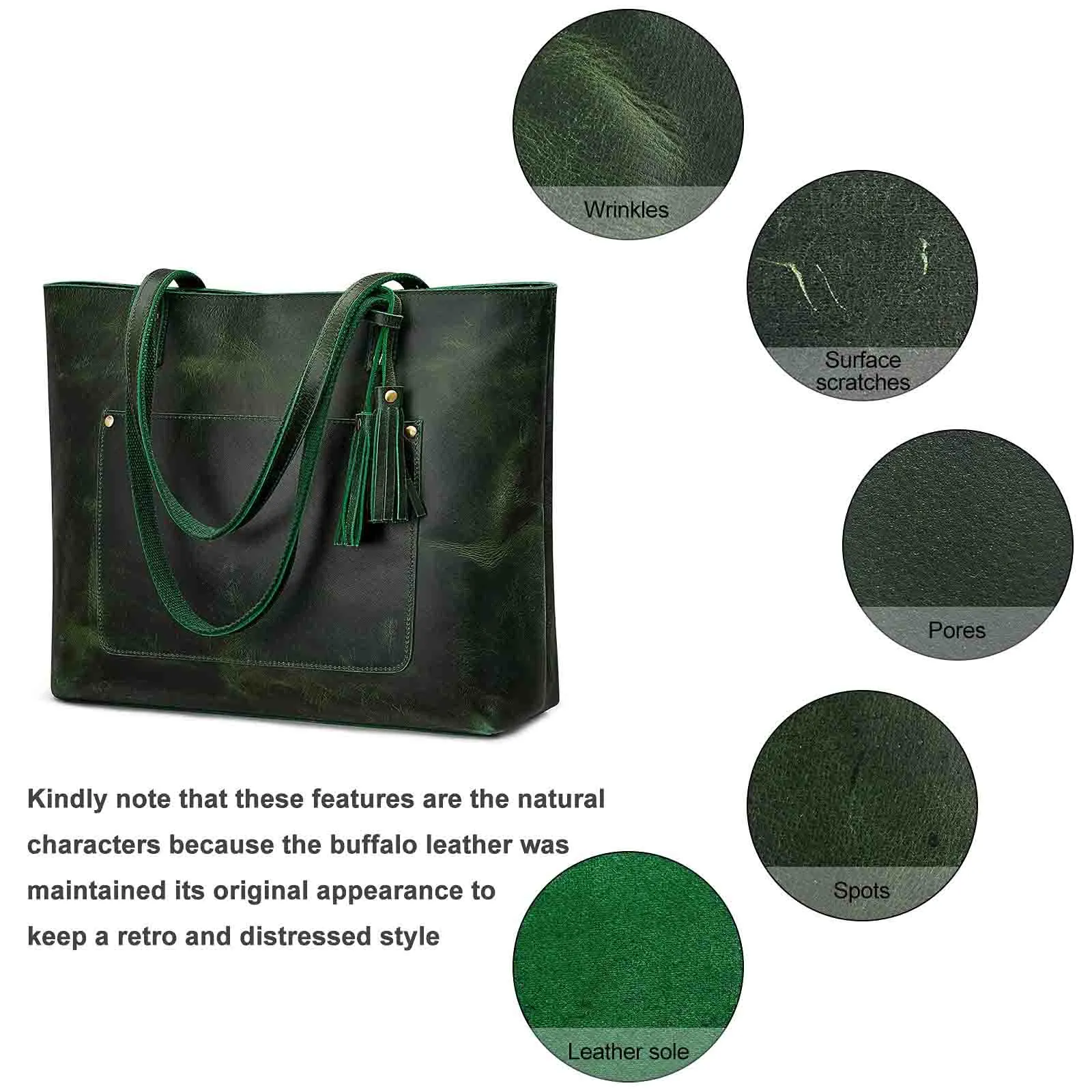 Women Vintage Genuine Leather Tote Shoulder Bag Handbag