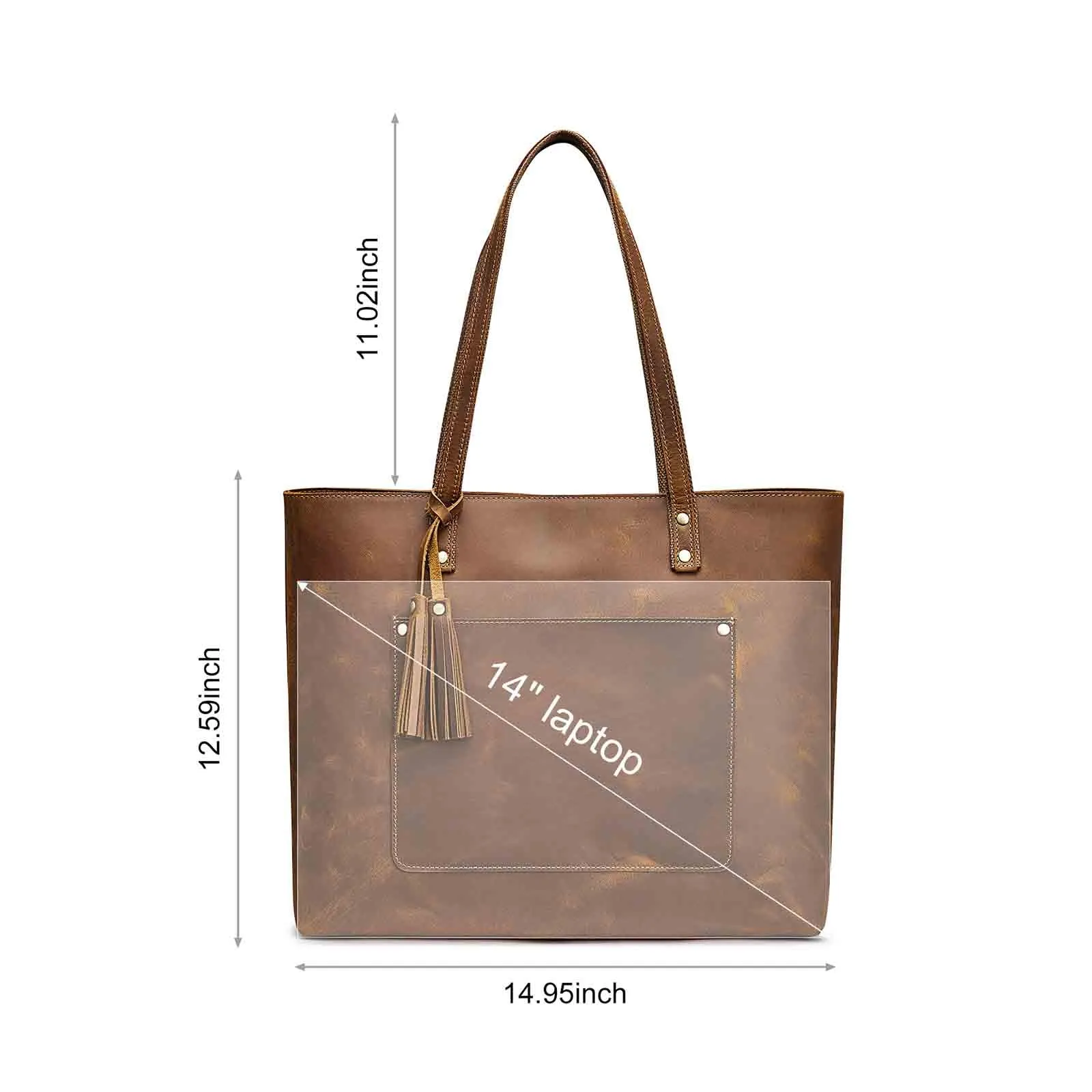 Women Vintage Genuine Leather Tote Shoulder Bag Handbag