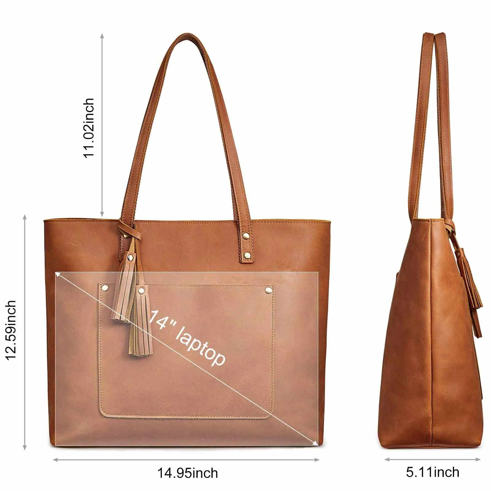 Women Vintage Genuine Leather Tote Shoulder Bag Handbag