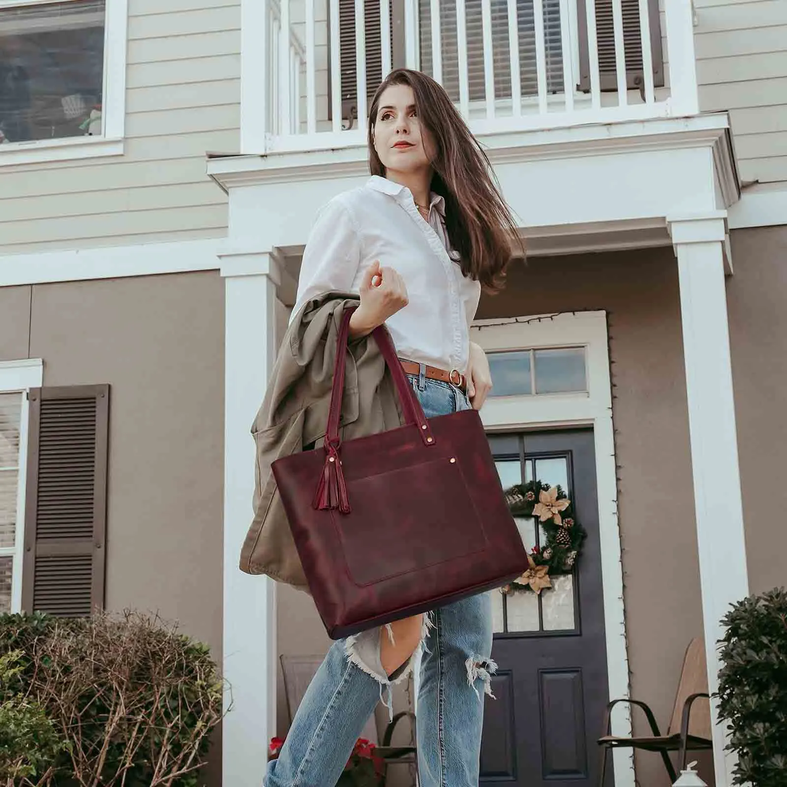 Women Vintage Genuine Leather Tote Shoulder Bag Handbag