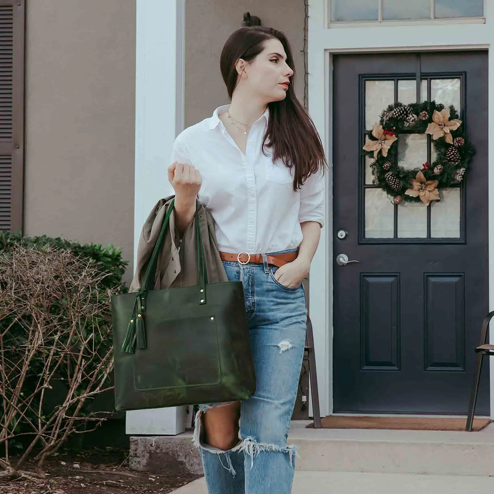 Women Vintage Genuine Leather Tote Shoulder Bag Handbag