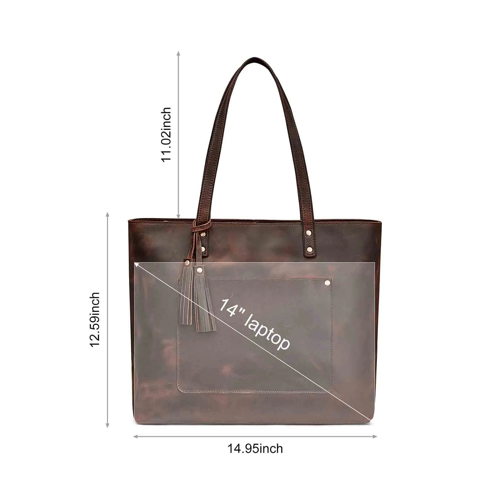 Women Vintage Genuine Leather Tote Shoulder Bag Handbag
