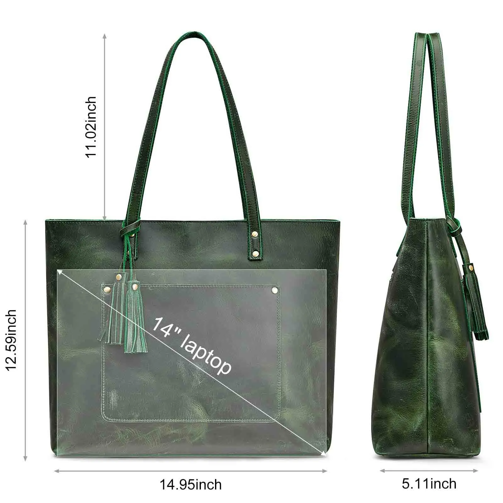 Women Vintage Genuine Leather Tote Shoulder Bag Handbag
