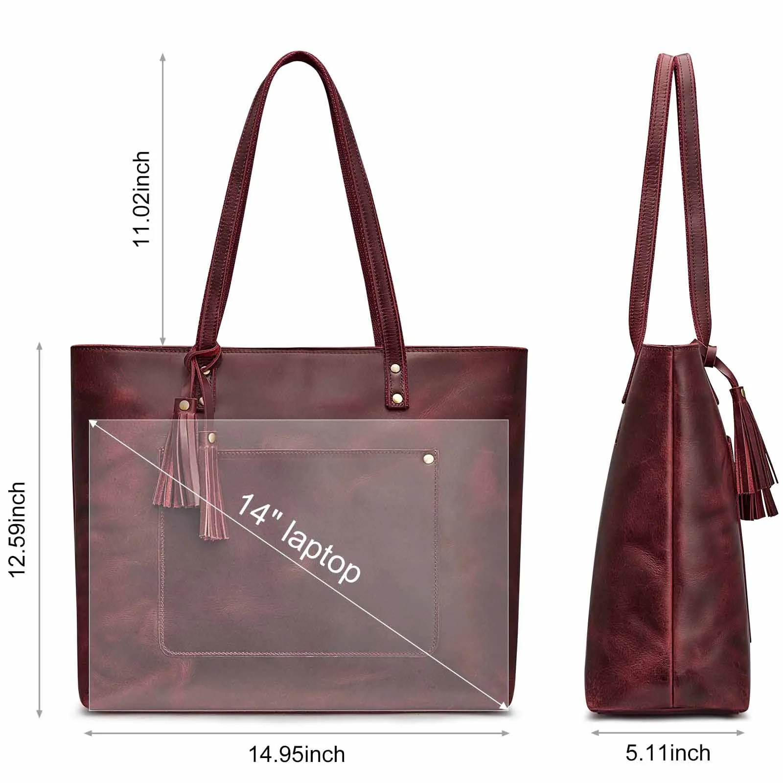 Women Vintage Genuine Leather Tote Shoulder Bag Handbag