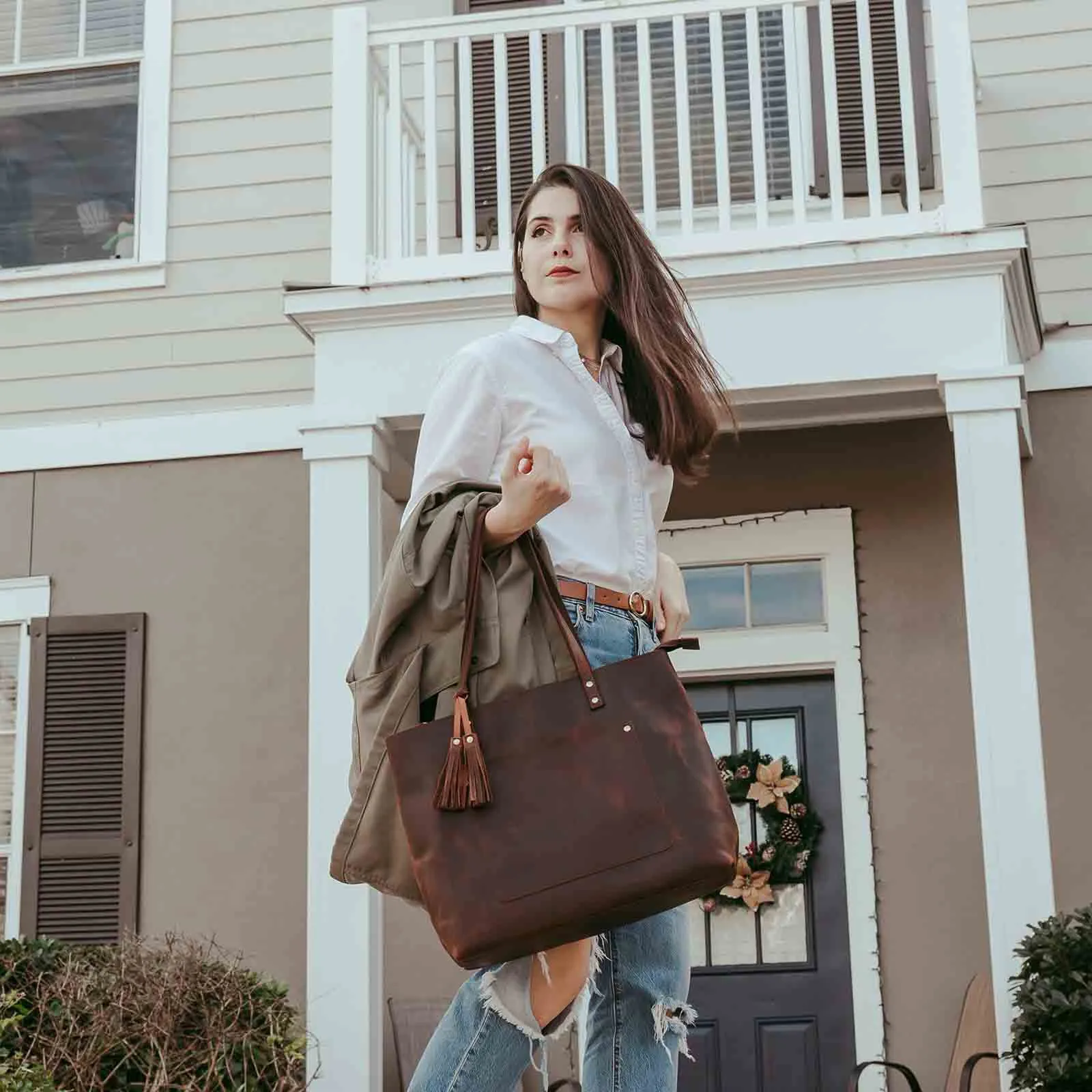 Women Vintage Genuine Leather Tote Shoulder Bag Handbag
