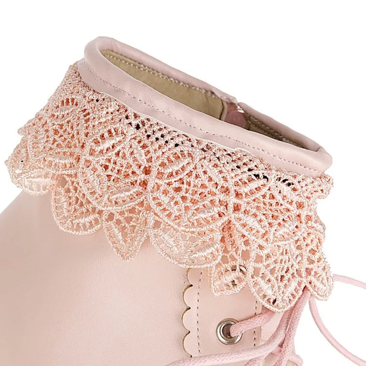 Women's  Lolita Lace High Heel Short Boots