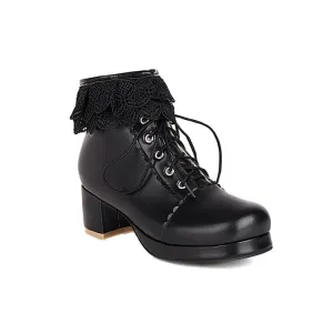 Women's  Lolita Lace High Heel Short Boots