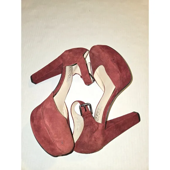 Womens Michael Kors Sierra Platform Heels Mary Jane Size 8 Suede Bordeaux/Red