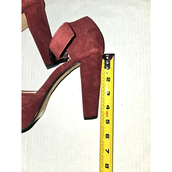 Womens Michael Kors Sierra Platform Heels Mary Jane Size 8 Suede Bordeaux/Red
