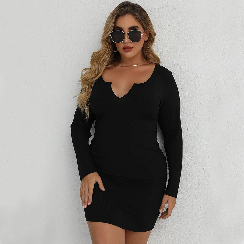Women’s Plus Size Slim Waist Bodycon Mini Dress