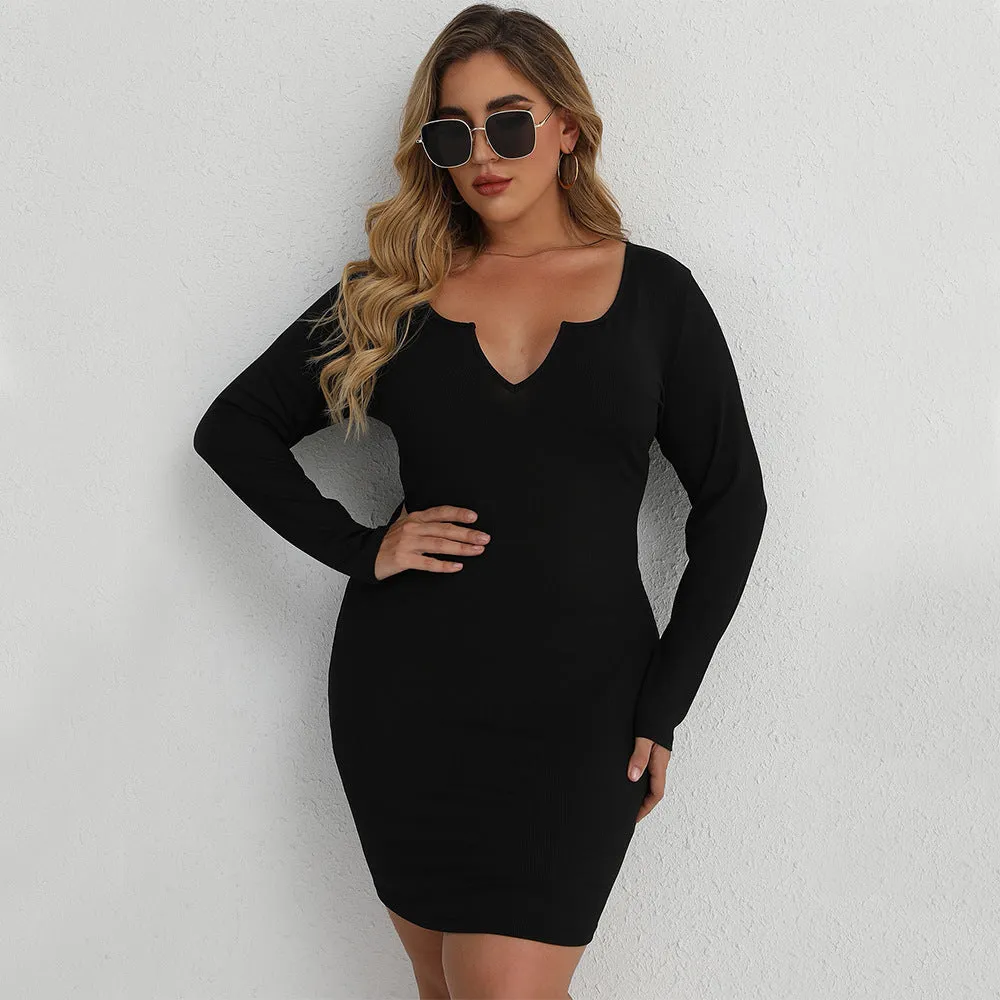 Women’s Plus Size Slim Waist Bodycon Mini Dress