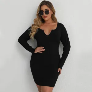 Women’s Plus Size Slim Waist Bodycon Mini Dress