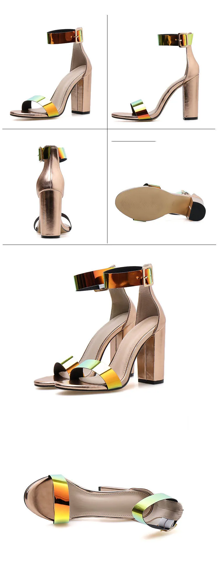 Women's Sandals Summer New Open Toe Word Sequins Thick Super High Heels